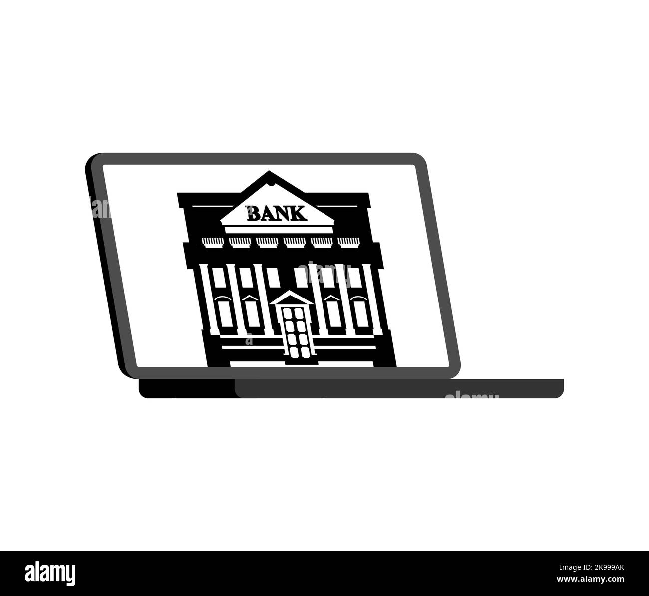 Signe de banque Internet. Icône de banque en ligne. Services bancaires en ligne. Gadget et bâtiment de banque Illustration de Vecteur