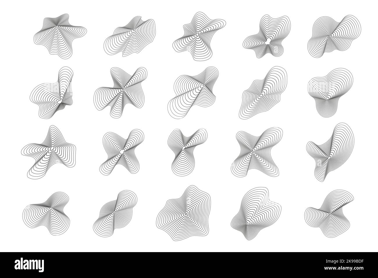 Cercles topographiques abstraits. Formes de texture organiques. Jeu d'illustrations vectorielles. Illustration de Vecteur