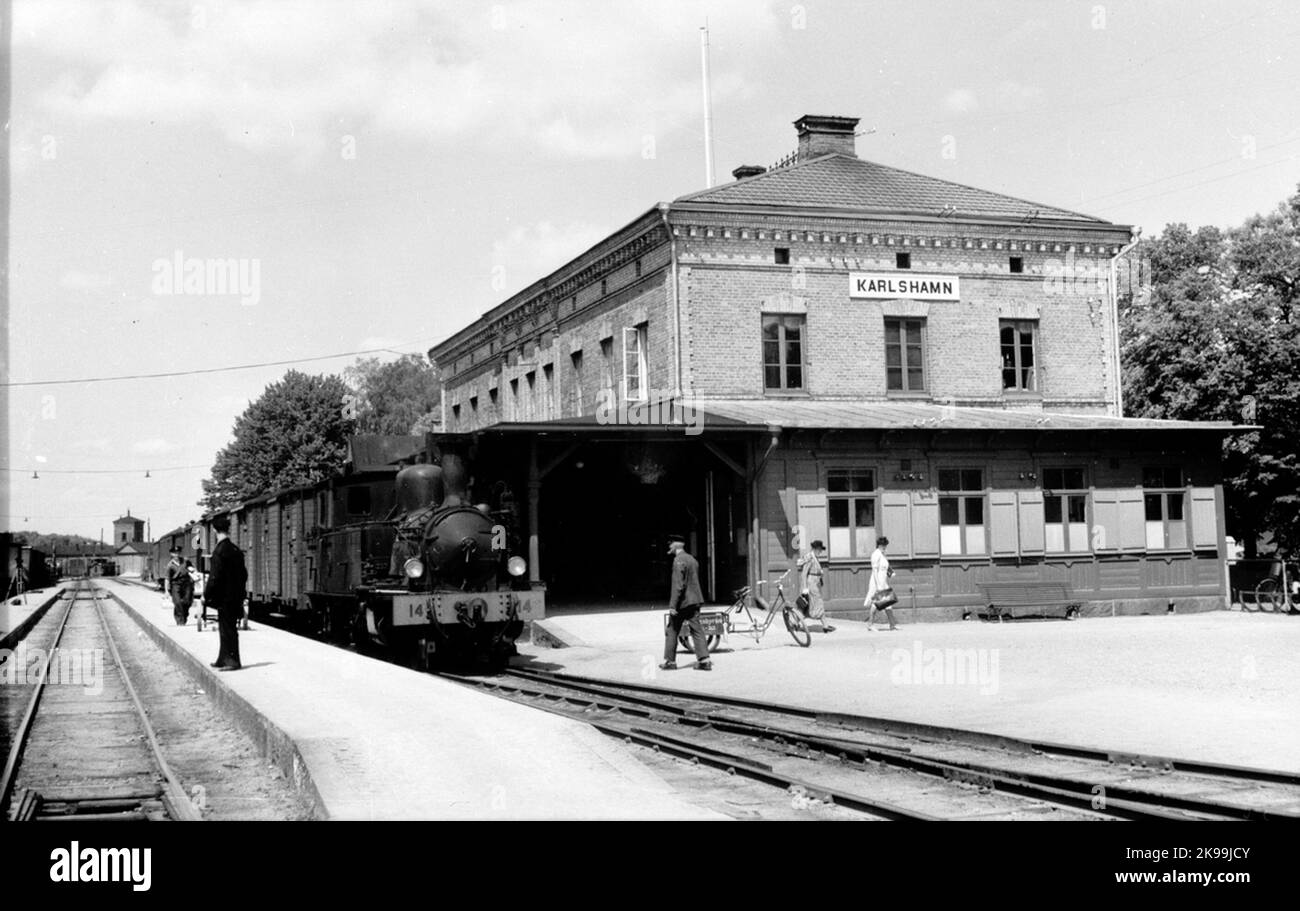 Gare de Karlshamn. Numéro KVBJ LOK 14. Banque D'Images