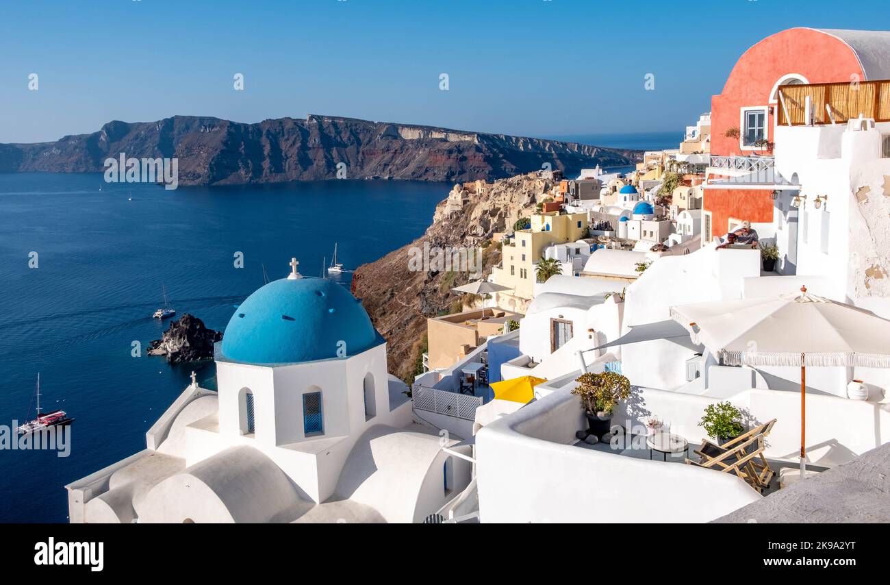 Ville d'Oia sur l'île de Santorin en Grèce Banque D'Images