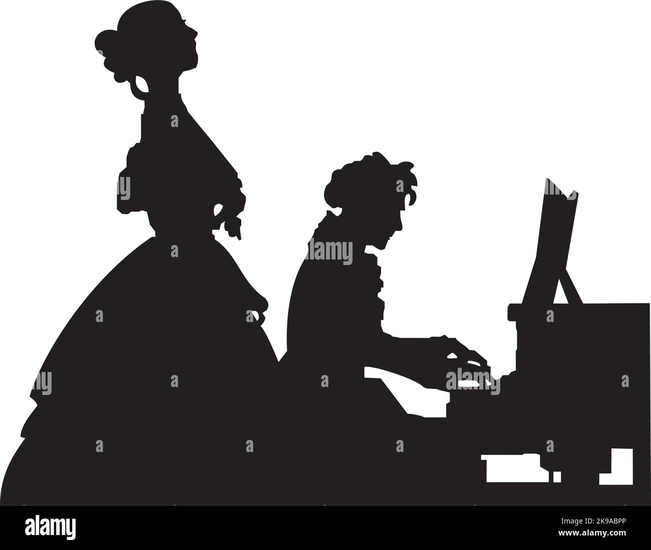 chanteuse d'opéra, pianiste l'accompagnant, image vectorielle Illustration de Vecteur