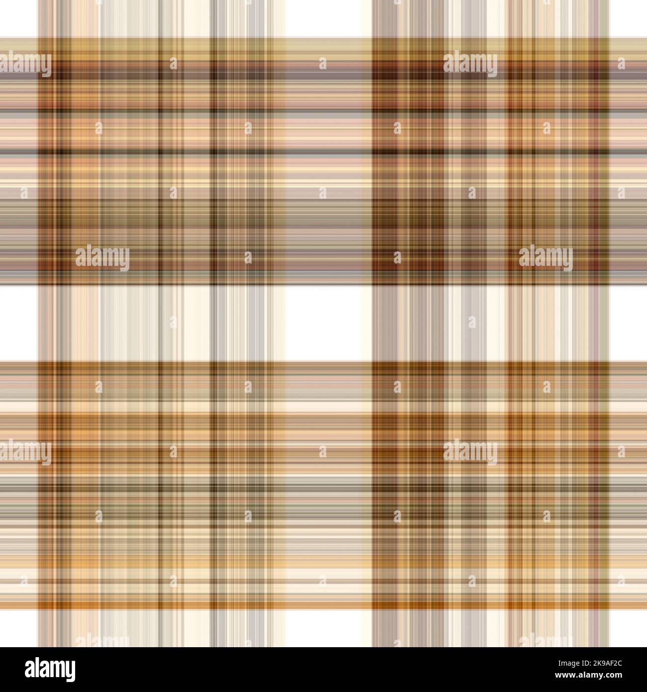 Tissu écossais blanc forêt à motif sans couture. Motif écossais de forêt automnale ton sur ton avec texture organique. Arrière-plan de bande orange pour papier peint rugueux. Banque D'Images