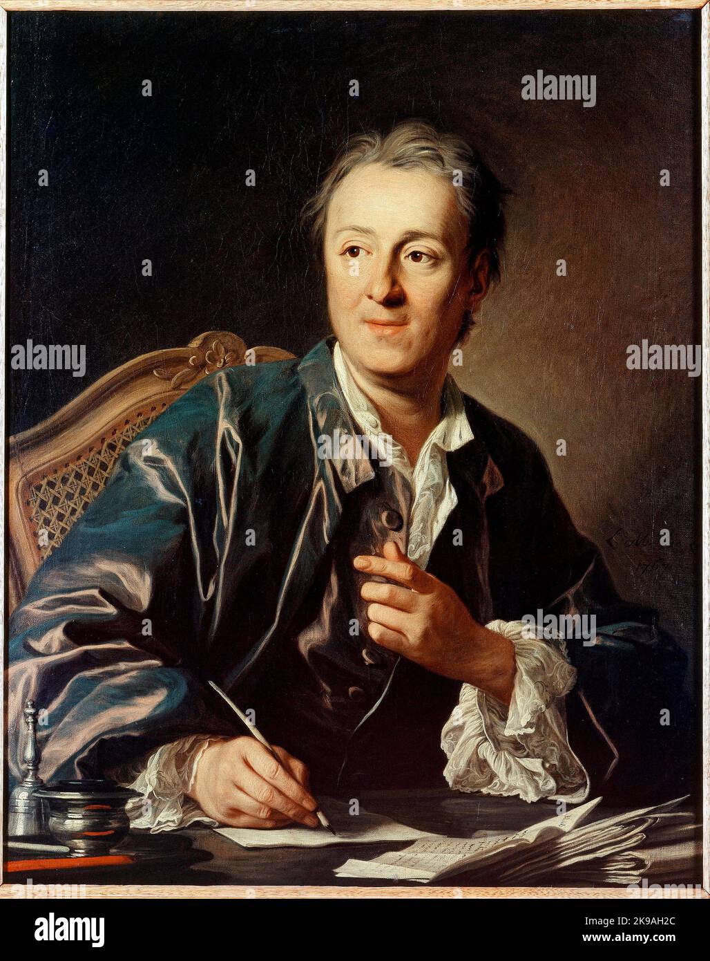 Portrait de Denis Diderot (1713-1784), ecrivain, philosophie, encyclopédique francais, peinture de Louis Michel Van Loo (1707-1771) Huile sur toile, 1767 Dim 0,81 x 0,65 m Musée du Louvre. Paris Banque D'Images