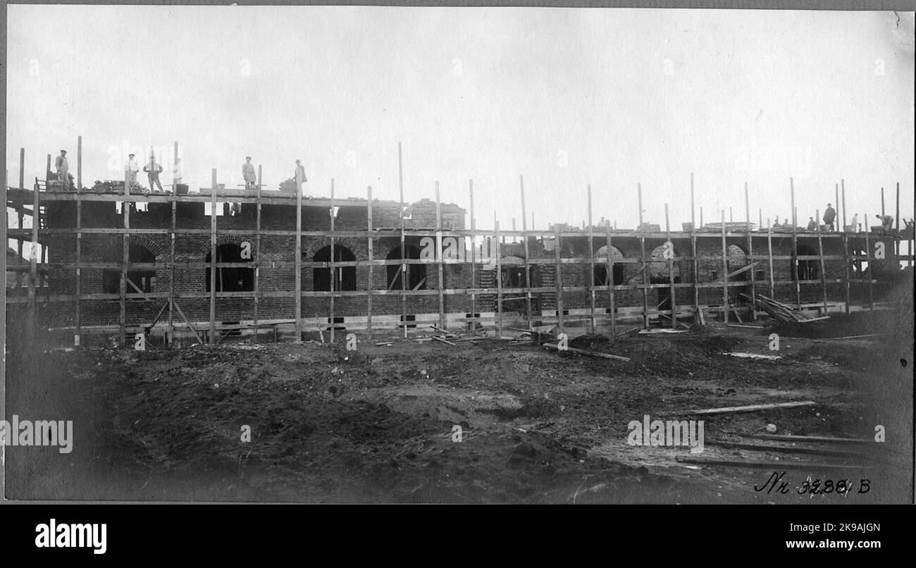 Construction de la maison de la gare de Höganäs. Banque D'Images