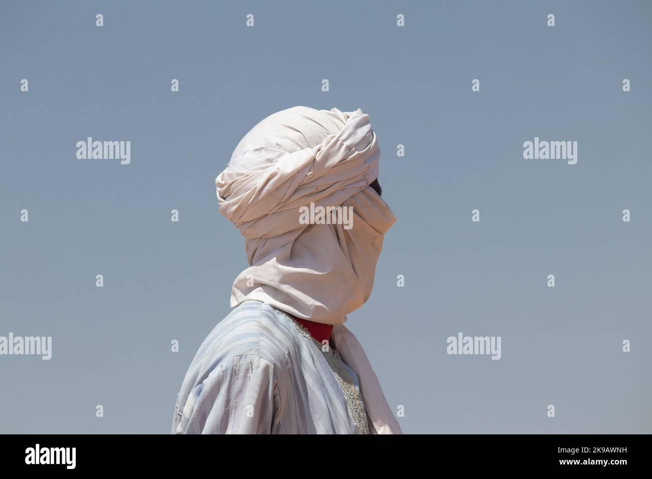 Tribus africaines, Nigeria, État de Borno, ville de Maiduguri. Tribu des Fulani traditionnellement habillée de vêtements tribaux et religieux colorés Banque D'Images