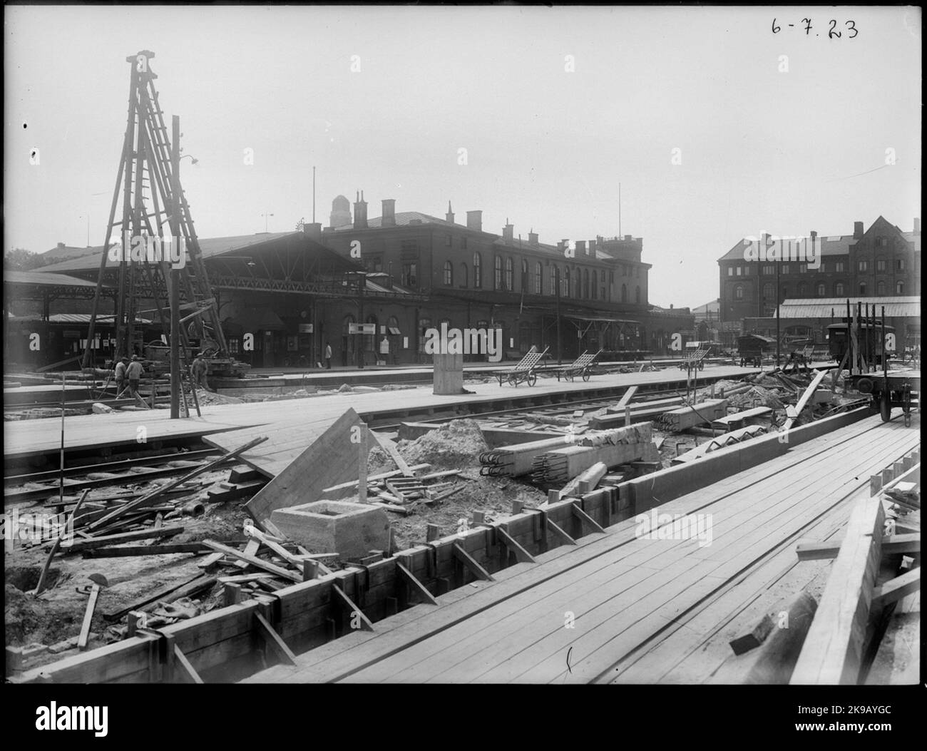 Construction de plates-formes dans le futur hall ferroviaire de la gare centrale de Malmö. Banque D'Images