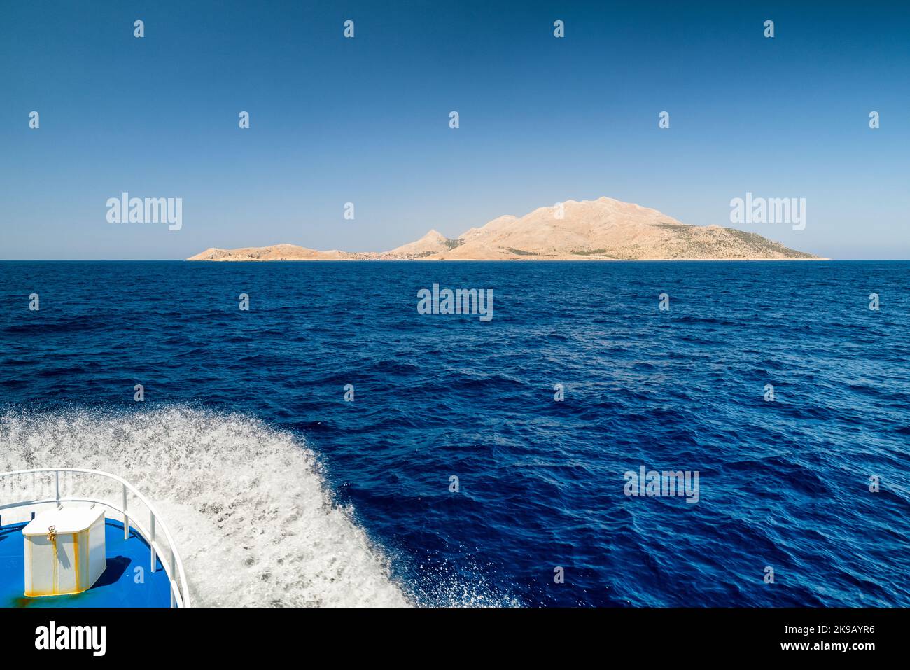 Voyage en bateau à la petite île de Halki en Grèce Banque D'Images
