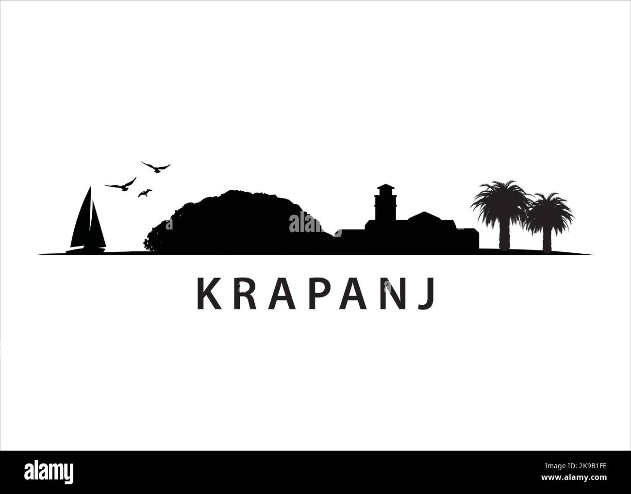 Krapanj, paysage de l'île croate Illustration de Vecteur