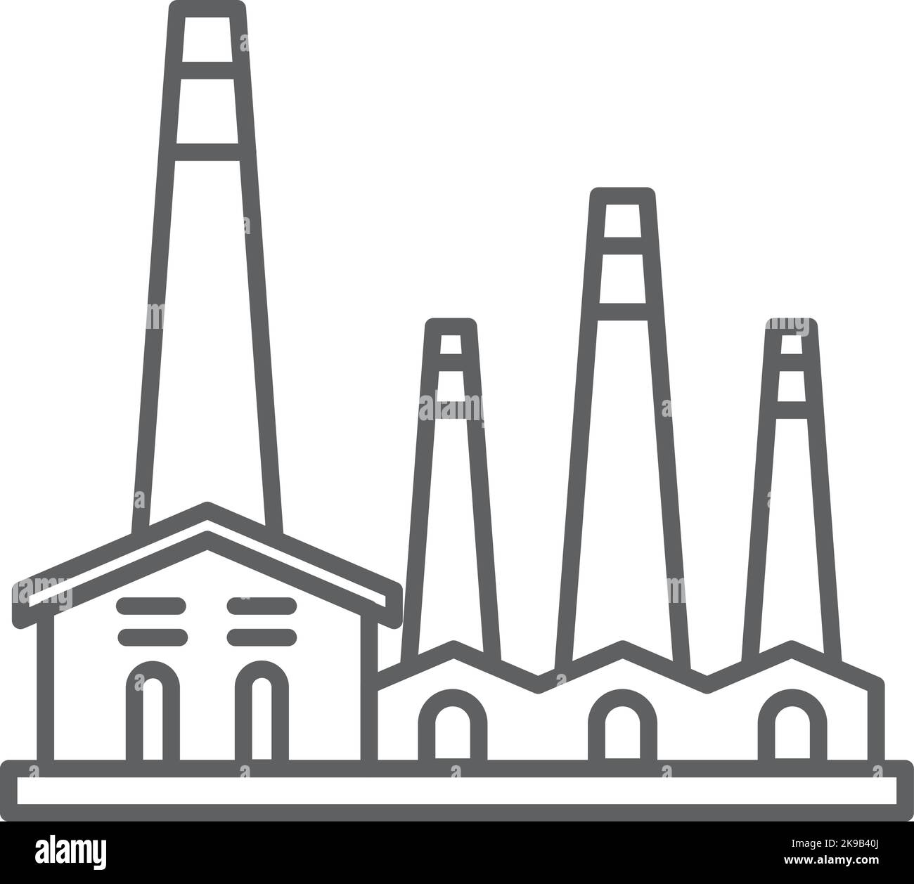 Icône Fabrication. Bâtiment industriel. Symbole de pollution de l'environnement Illustration de Vecteur