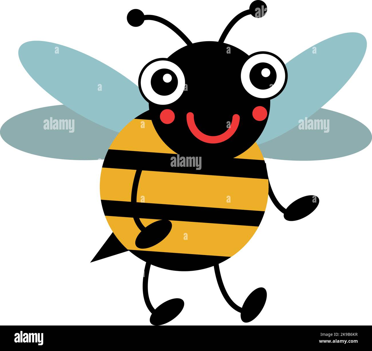 Personnage de dessin animé. Insecte volant drôle. Bande dessinée Bumblebee Illustration de Vecteur