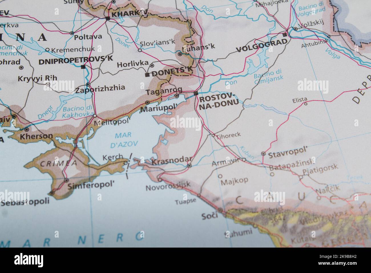 Carte des frontières entre l'Ukraine et la Russie (avant 2014 et 2022). Banque D'Images