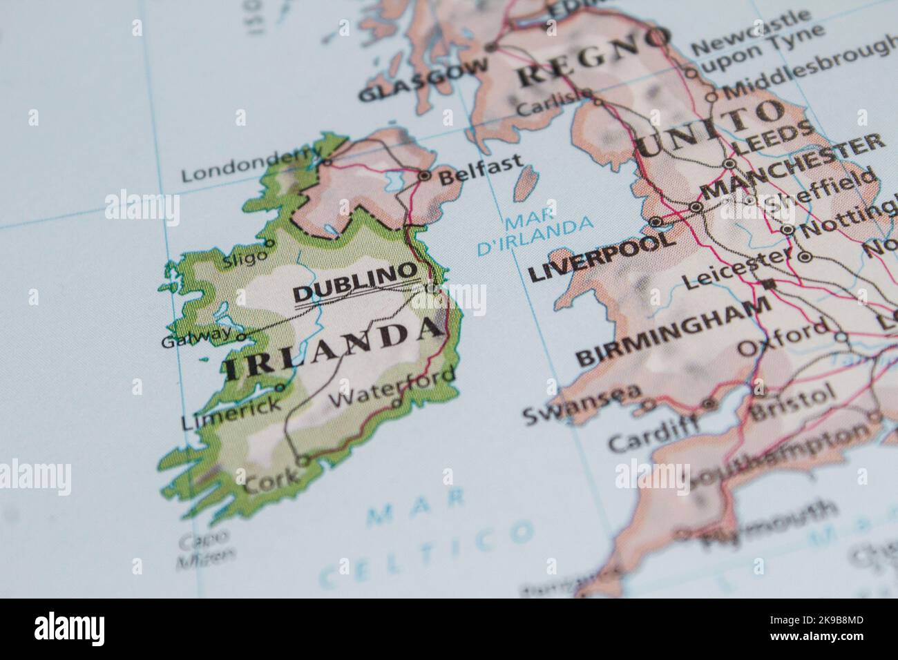 Carte papier de l'Angleterre, de l'Irlande du Nord et de la République d'Irlande Banque D'Images