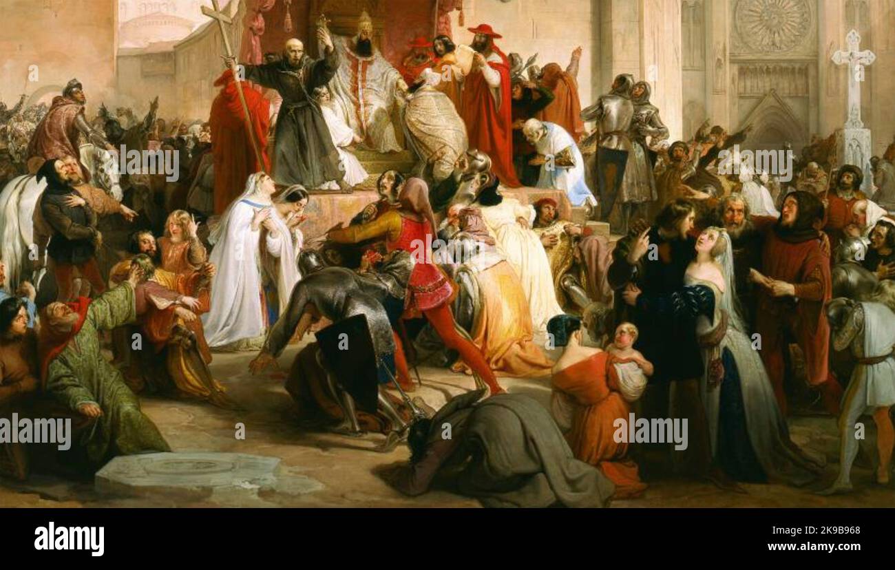 POPE URBAN II (c 1935-1099) prêchant la Croisade fFrst Banque D'Images