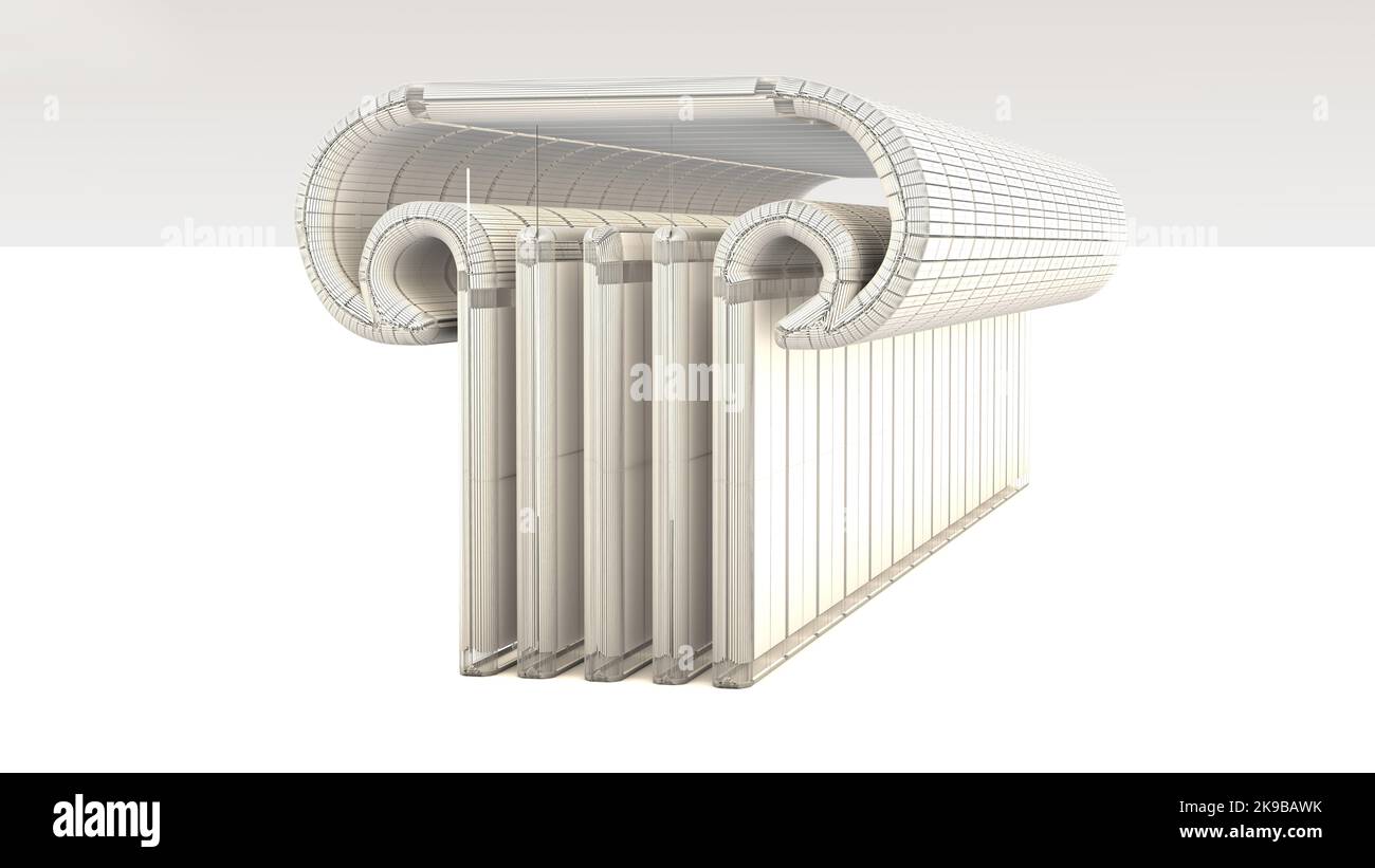 Modern 3D Illustration d'une structure architecturale basée sur des ordres archaïques et classiques grecs Ioniques et Doriques pour les architectes et artisans d'aujourd'hui. Banque D'Images