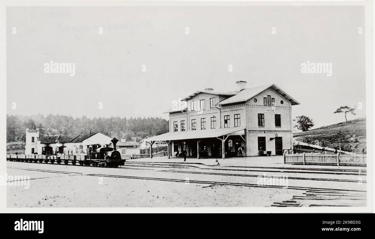 Gare de Finspång avec le Lokomotiven Finspong Lotorps Railway, FGLPJ LOK 1 'Lotorp'. Le numéro 2 de la LOK s'appelait « Nordic ». Banque D'Images