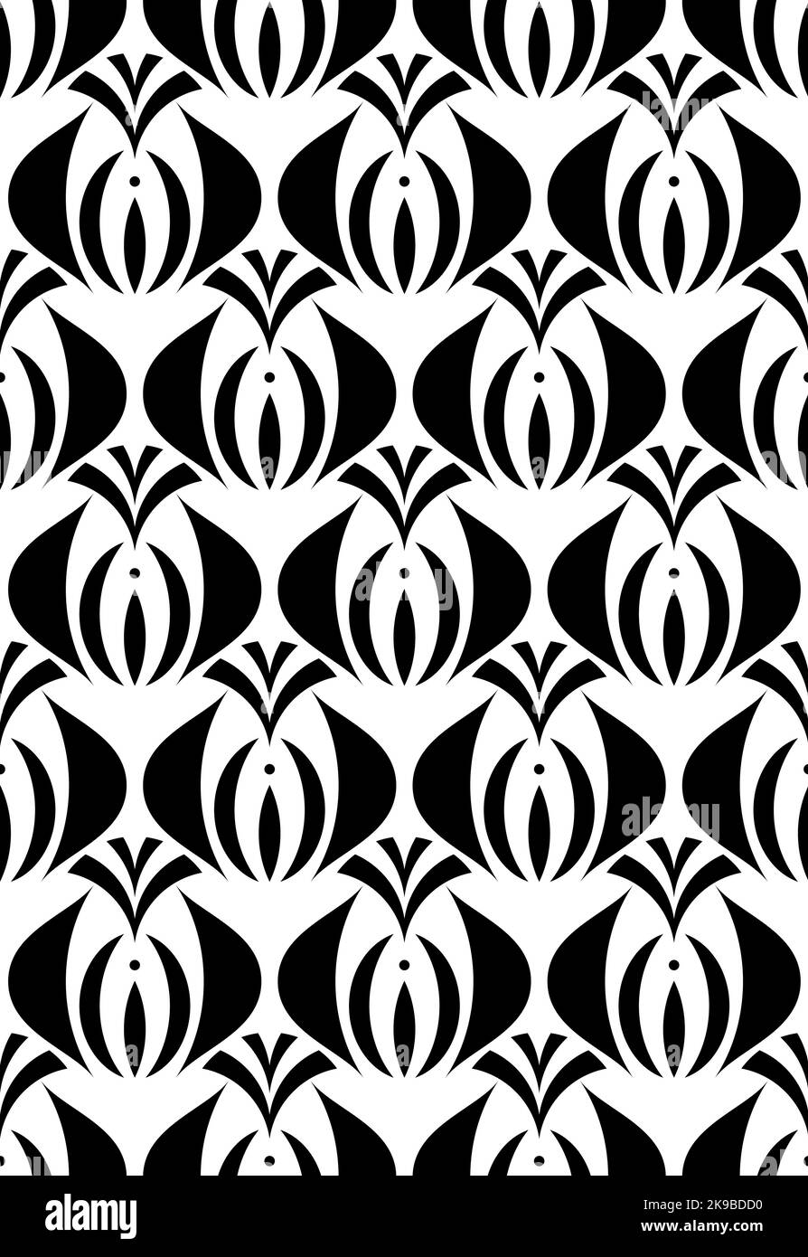 Motif fleuri vectoriel Art nouveau sans couture. Texture géométrique décorative des feuilles. Concept de fleurs. Arrière-plan rétro et élégant Illustration de Vecteur