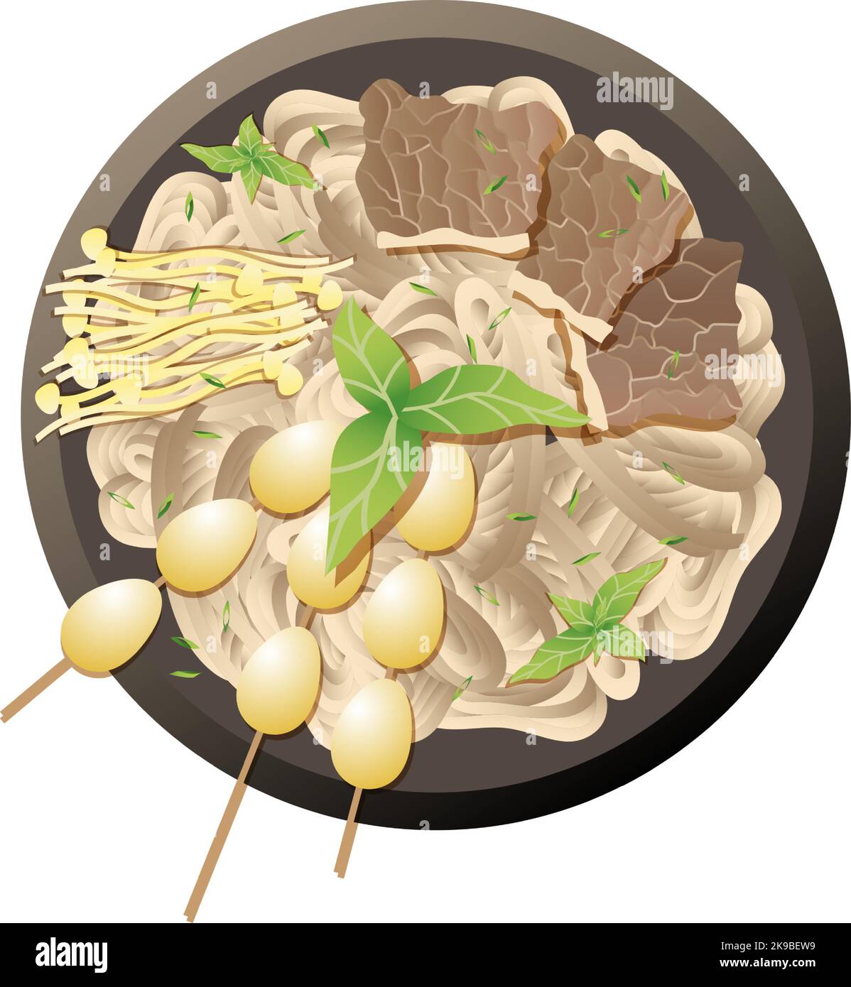 Assiette alimentaire traditionnelle coréenne. Vue sur le plateau asiatique Illustration de Vecteur