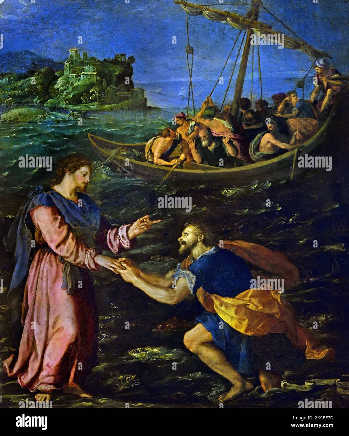St Pierre marchant sur les eaux 1595 Alessandro Allori, (Florence 1535 – 1607) , Florence, Italie. Banque D'Images