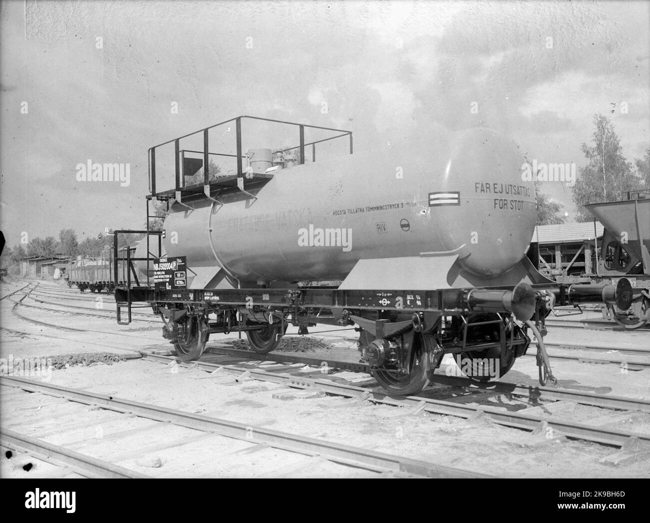 Chemin de fer de Nora Bergslags, NBJ Q12 502004. Sirop avec réservoir en aluminium pour acide nitrique. Banque D'Images