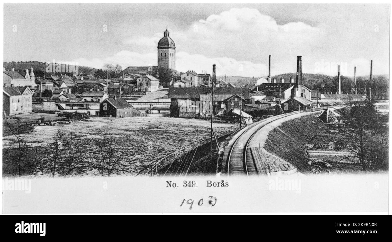 Vue sur la ville de Borås vers 1903. Banque D'Images