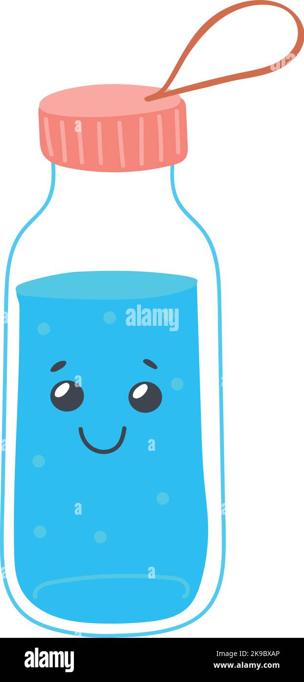 Mascotte d'eau propre. Jolie bouteille de gym en plastique isolée sur fond blanc Illustration de Vecteur