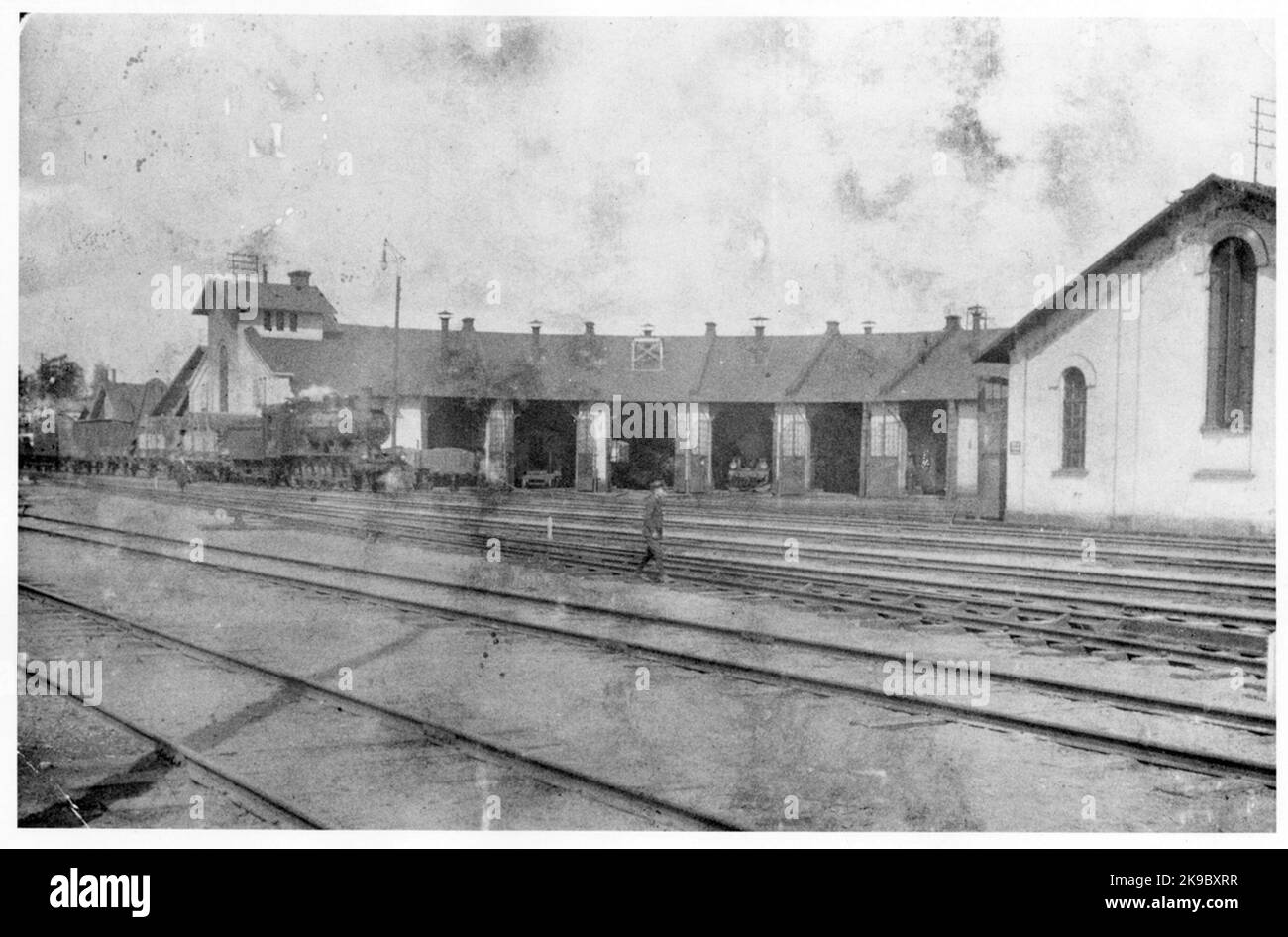 Lokstal à Borås en 1920s. Gothenburg - Borås Railway. Banque D'Images