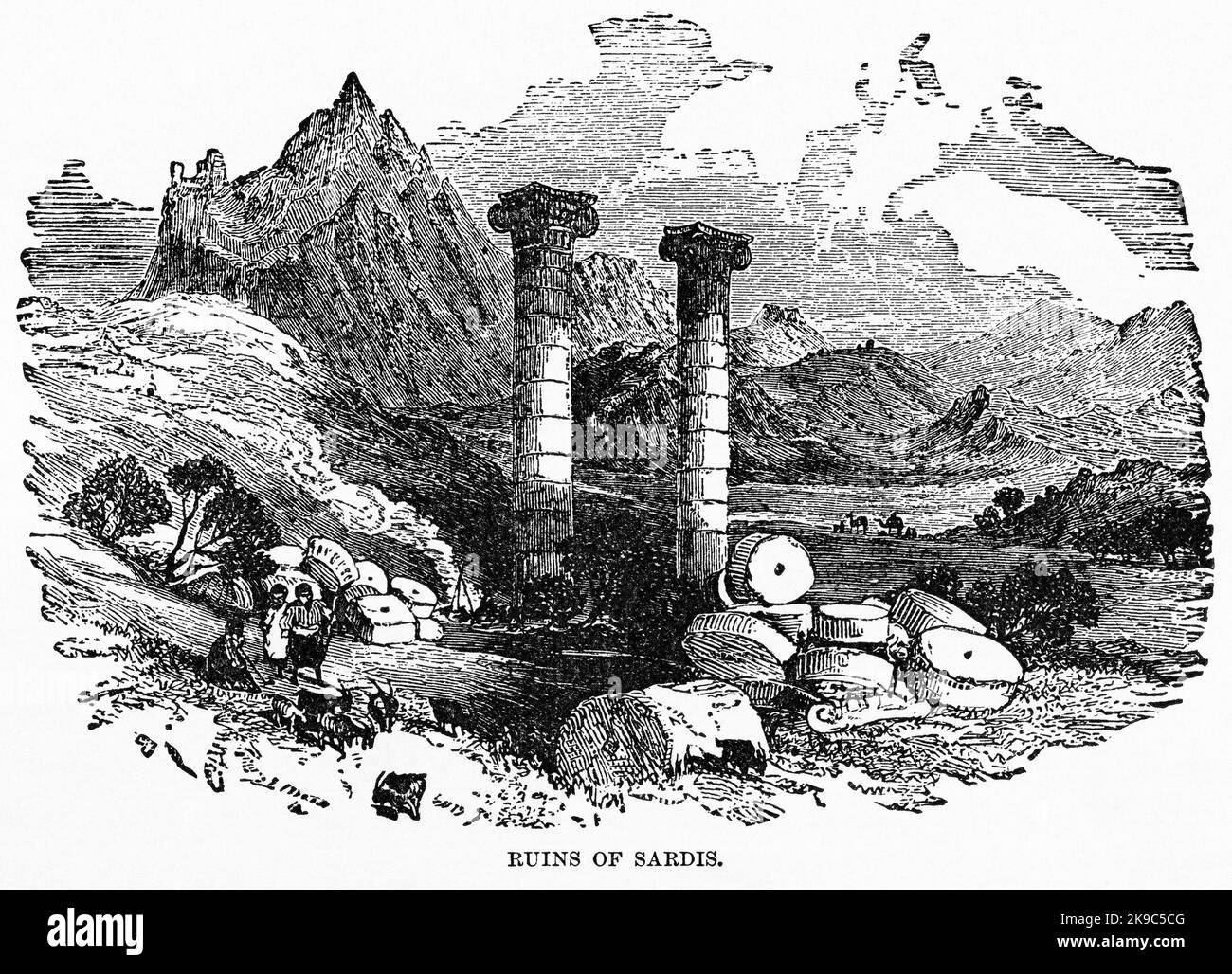 Ruines de Sardes, illustration, Histoire du monde de Ridpath, Volume I, par John Clark Ridpath, LL. D., Merrill & Baker Publishers, New York, 1894 Banque D'Images