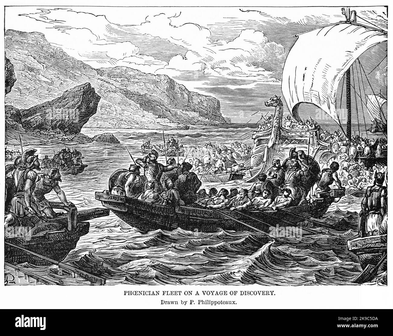 La flotte phénicienne sur un voyage de découverte, Illustration, Histoire du monde de Ridpath, Volume I, par John Clark Ridpath, LL. D., Merrill & Baker Publishers, New York, 1894 Banque D'Images La flotte phénicienne sur un voyage de découverte, Illustration, Histoire du monde de Ridpath, Volume I, par John Clark Ridpath, LL. D., Merrill & Baker Publishers, New York, 1894 Banque D'Images