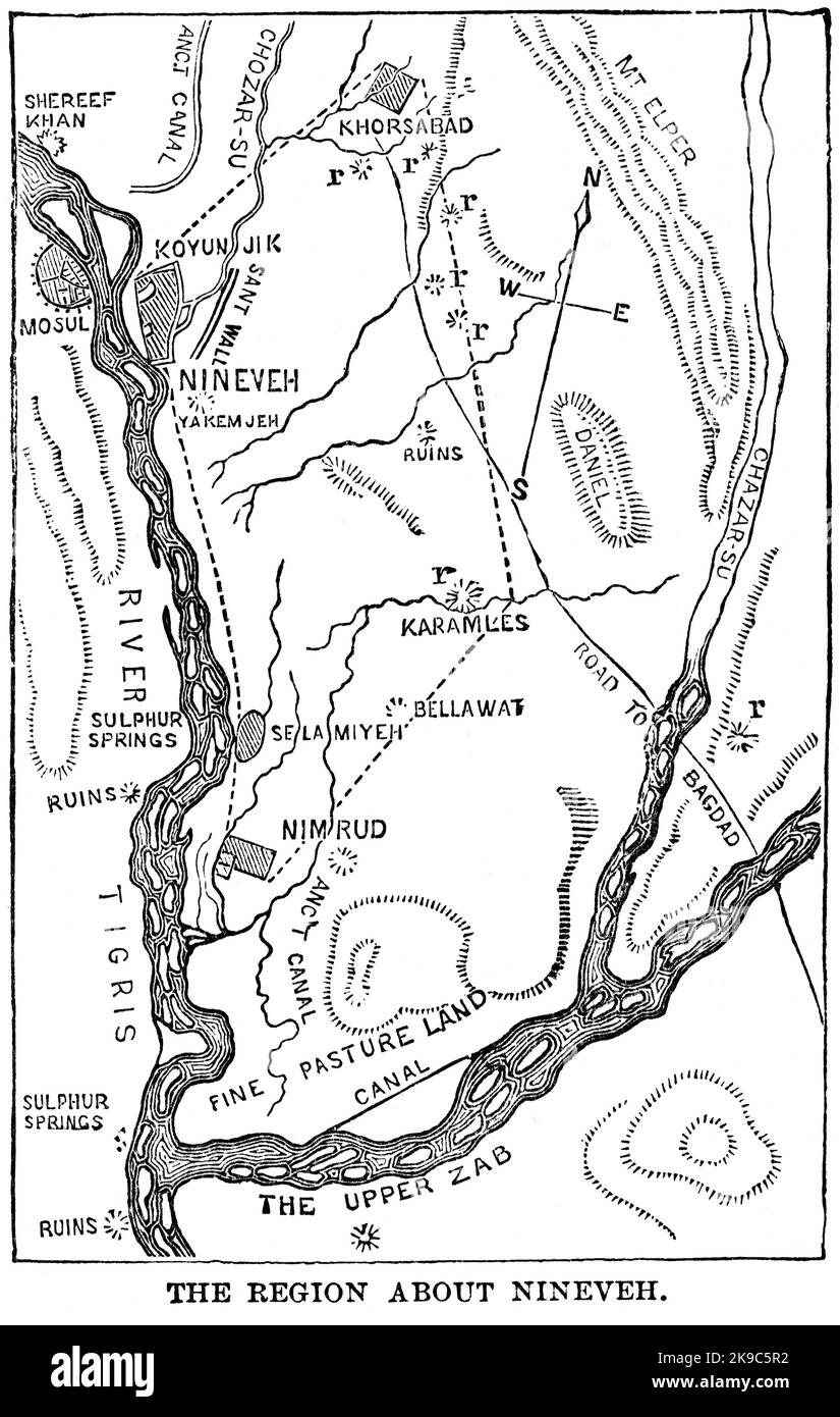 La région à propos de Ninive, Illustration, Histoire du monde de Ridpath, Volume I, par John Clark Ridpath, LL. D., Merrill & Baker Publishers, New York, 1894 Banque D'Images