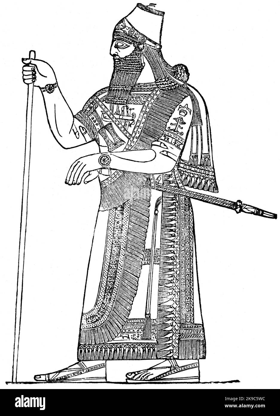 Le roi assyrien, illustration, Histoire du monde de Ridpath, Volume I, par John Clark Ridpath, LL. D., Merrill & Baker Publishers, New York, 1894 Banque D'Images