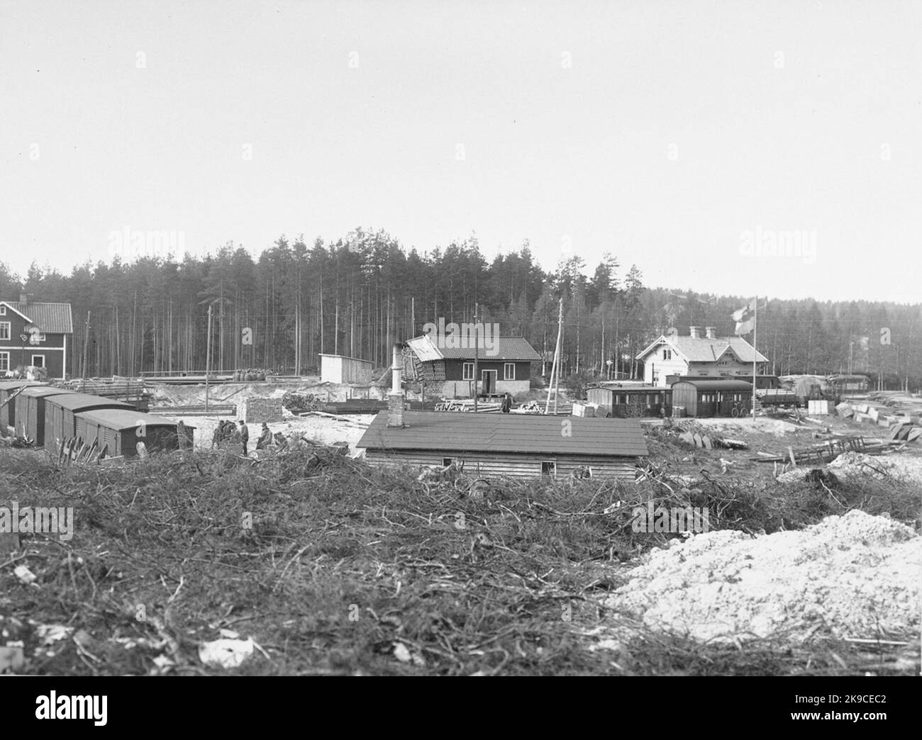 Riddarhyttan Old Station à la reconstruction Banque D'Images