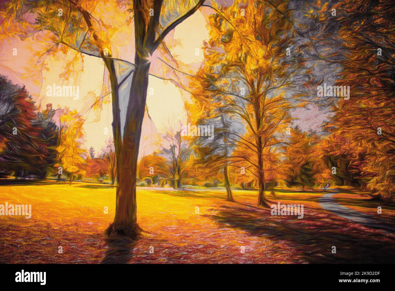 ART CONTEMPORAIN : l'automne dans le parc (Kurpark à Bad Wörishofen, Bavière, Allemagne) Banque D'Images