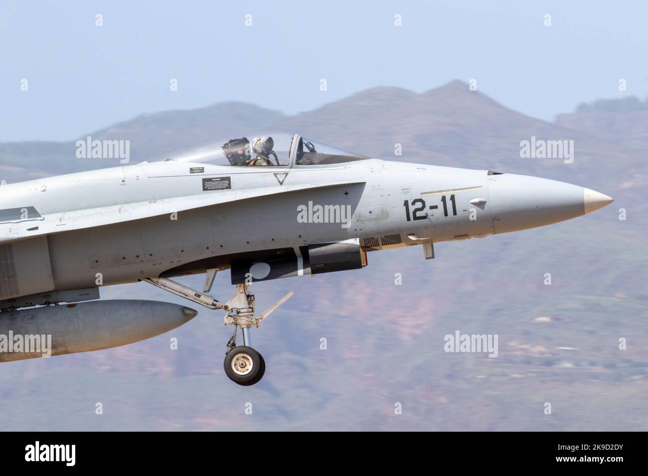 Les Hornets de la Force aérienne espagnole atterrissent à la base aérienne de Gando pendant l'exercice SIRIO 22. Banque D'Images