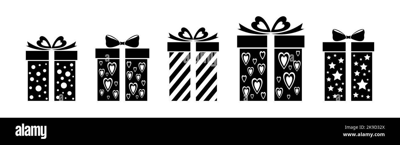 Ensemble d'icônes cadeau. Collection de panneaux de boîte-cadeau vectoriels Illustration de Vecteur
