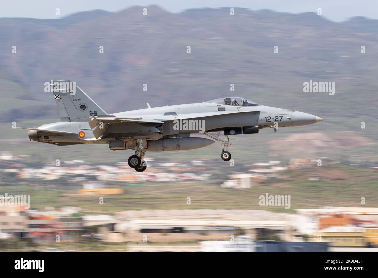 Les Hornets de la Force aérienne espagnole atterrissent à la base aérienne de Gando pendant l'exercice SIRIO 22. Banque D'Images