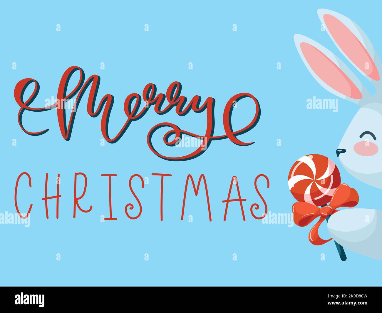 Carte de vœux de joyeux Noël lapin et Lollipop Illustration de Vecteur