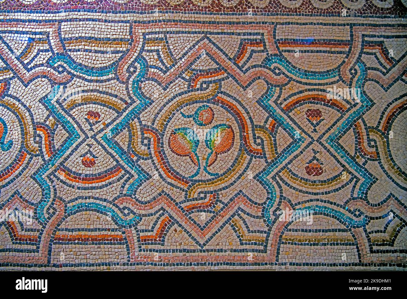 Magnifique sol en mosaïque Qasr Al Hallaplat fort désert château Jordan Banque D'Images