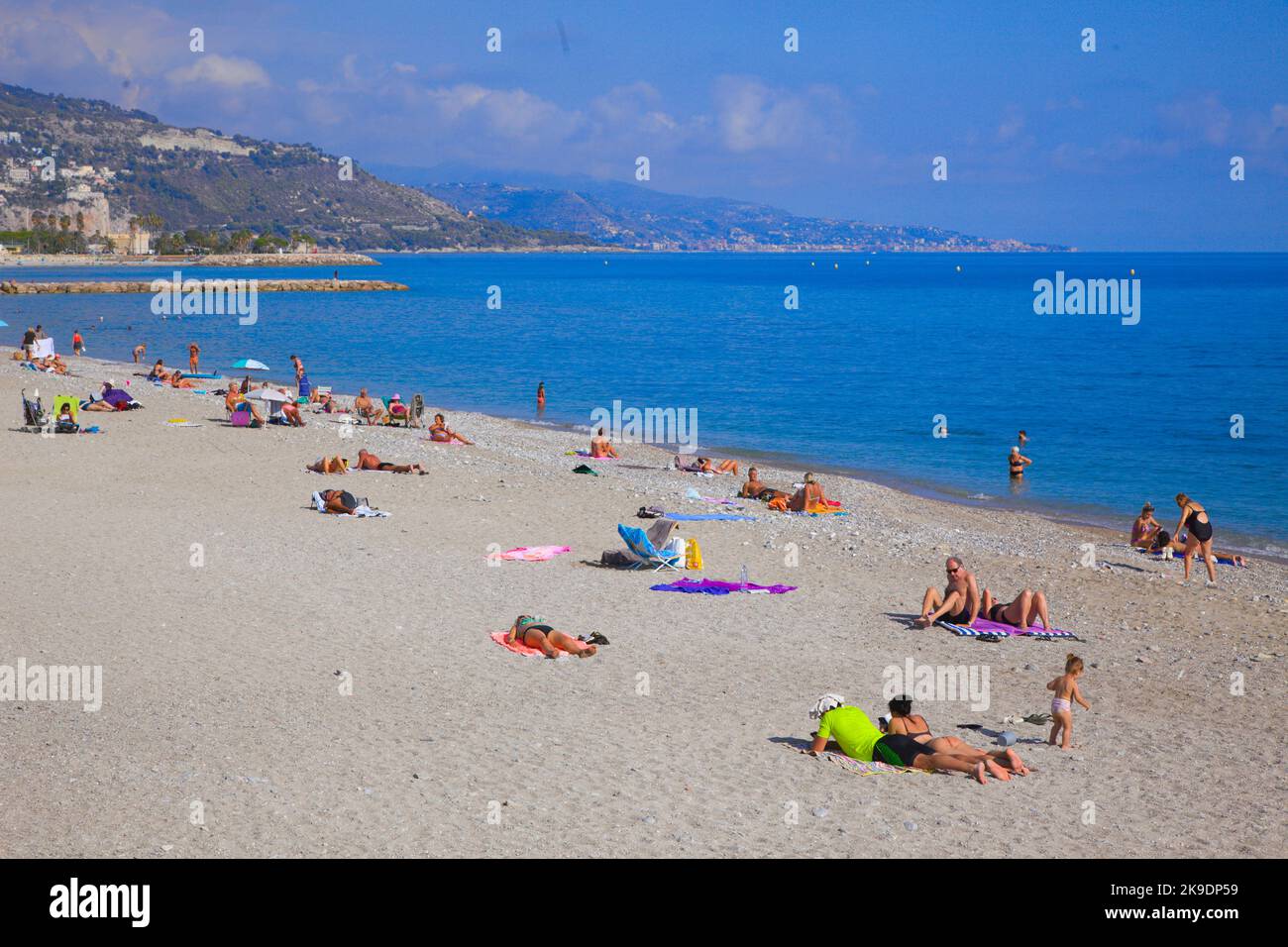 France, Côte d'Azur, Menton, plage, Banque D'Images