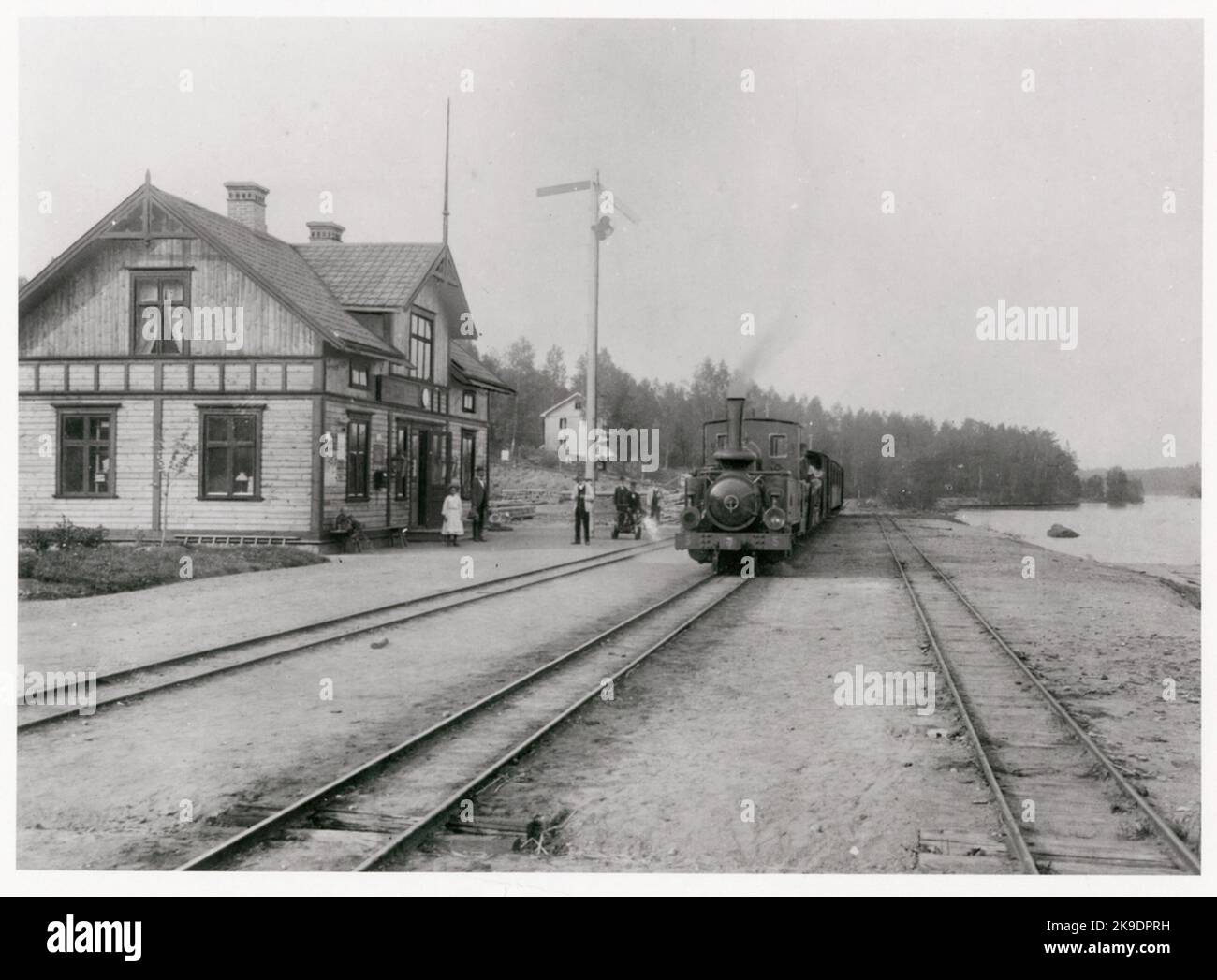 Jönköping Gripenbergs Railway, JGJ Lok 5, à la gare de Bunn. Banque D'Images