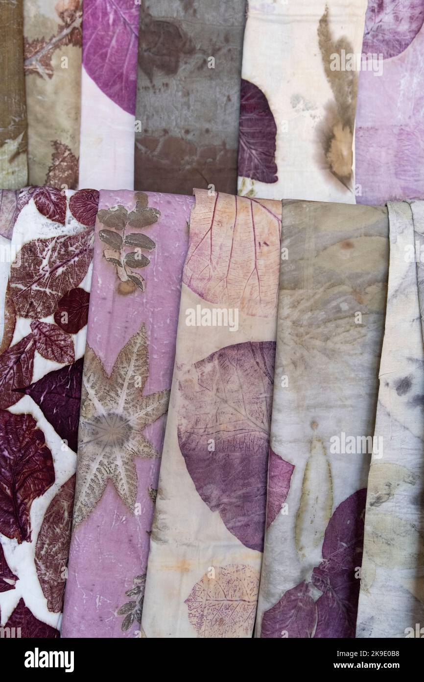 Indonésie, Java, Probolinggo. Batik Manggur, le plus ancien centre batik de Probolinggo. Le centre est spécialisé dans la conception de fruits et de feuilles. Détail batik. Banque D'Images