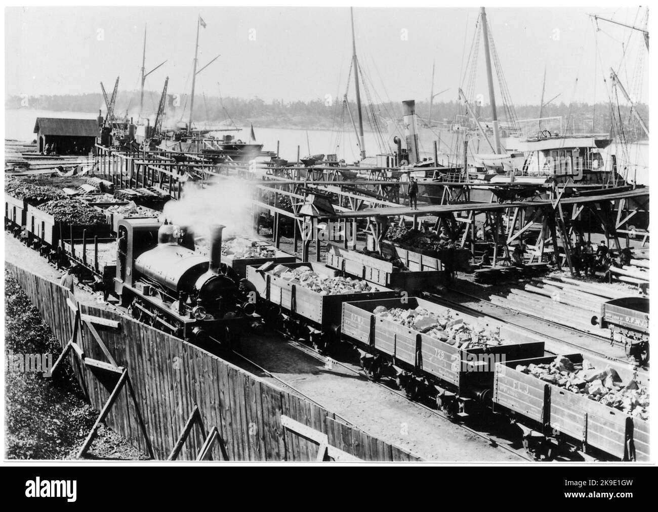 Oxelösund - Flen - Västmanland Railway, Ofwj U2 6, lors de la commutation dans le port d'Oxelösund. Banque D'Images