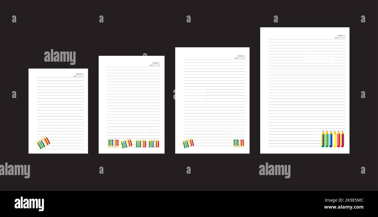 Conception de recharges pour carnets de notes en tailles A5, A4, B5 et unesco. Prêt à imprimer pour un usage personnel ou une fabrication. Dans un ensemble de vecteurs Illustration de Vecteur