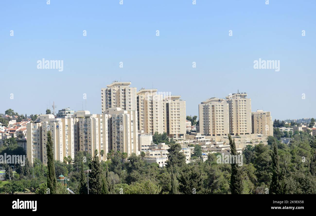 Vue sur le complexe résidentiel de Wofson à Jérusalem, Israël. Banque D'Images