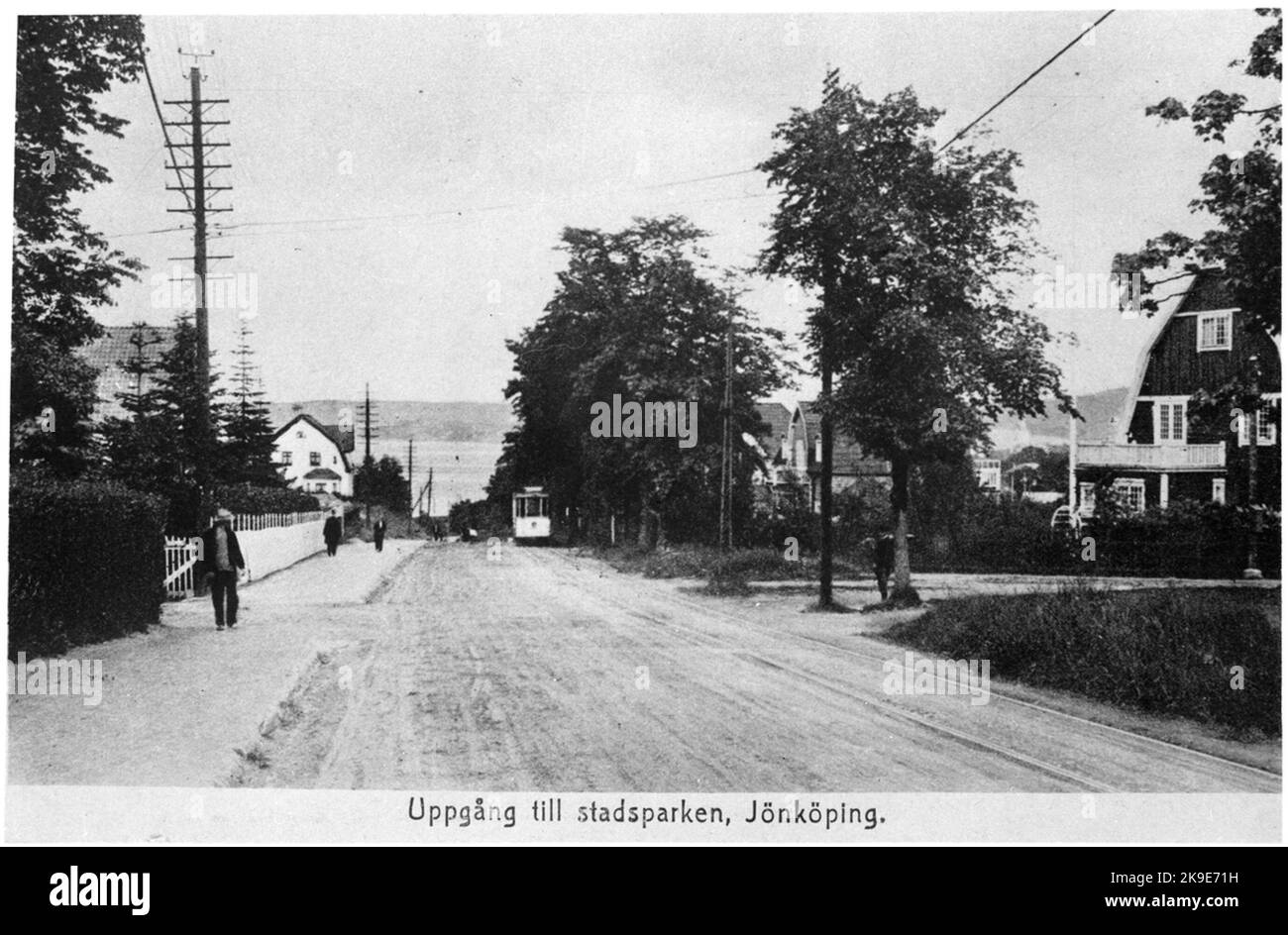 Prenez le tramway jusqu'à Stadsparken à Jönköping. Banque D'Images