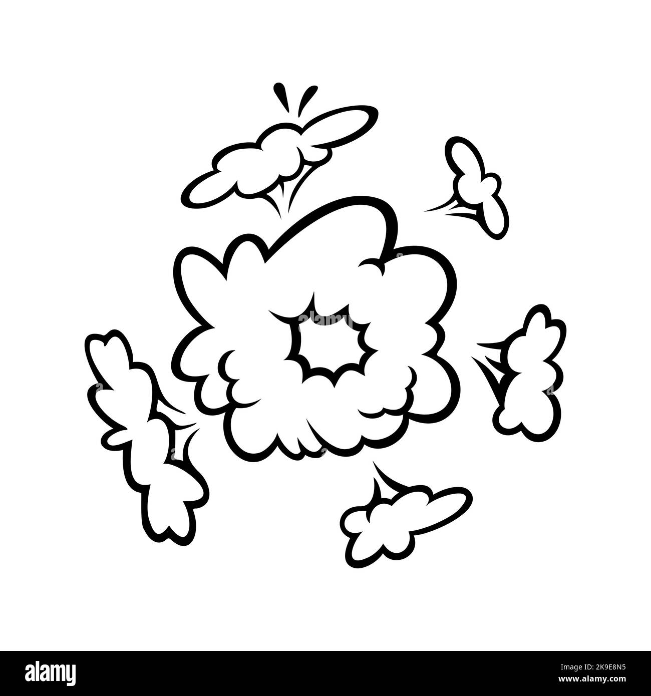 Nuages effet rampe bande dessinée. Jeu de bulles d'explosion et de fumée. Illustration vectorielle isolée sur fond blanc Illustration de Vecteur