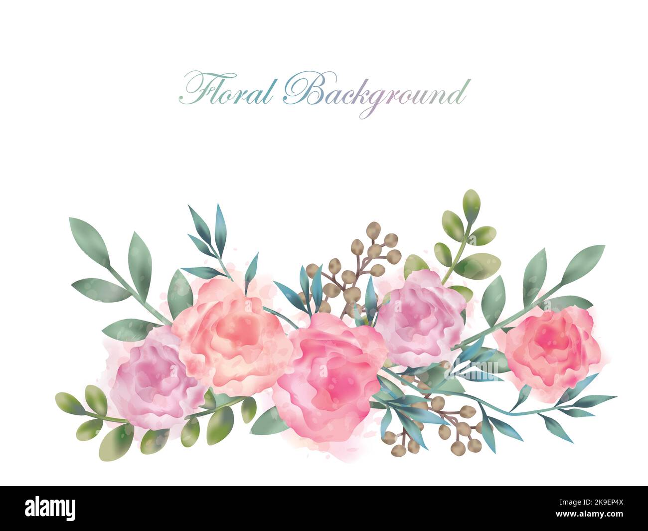 Aquarelle Illustration d'arrière-plan floral avec un espace de texte isolé sur Un arrière-plan blanc. Illustration vectorielle. Illustration de Vecteur