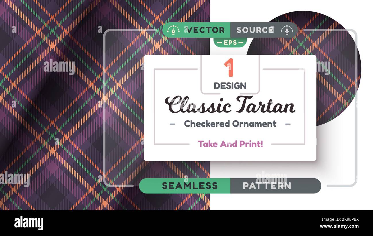 Motif Halloween Tartan sans couture, texture joyeux noël, tissu écossais à carreaux Illustration de Vecteur