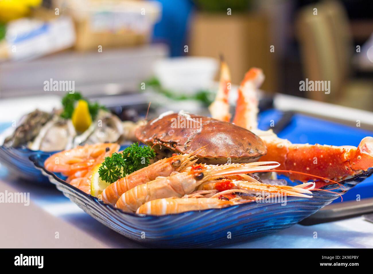 Des fruits de mer frais sont servis sous forme de buffet à l'hôtel à Bangkok, en Thaïlande Banque D'Images