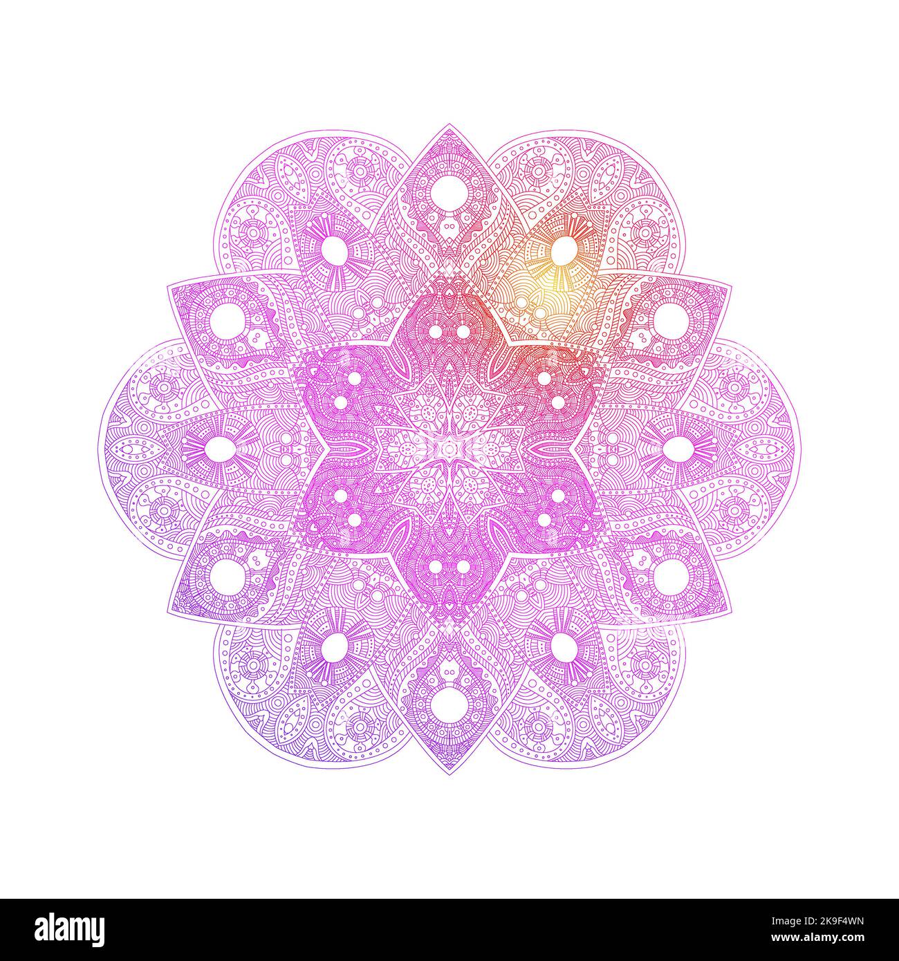 Mandala avec dégradé sur fond blanc. Élément de conception du logo indien yoga. Illustration de Vecteur