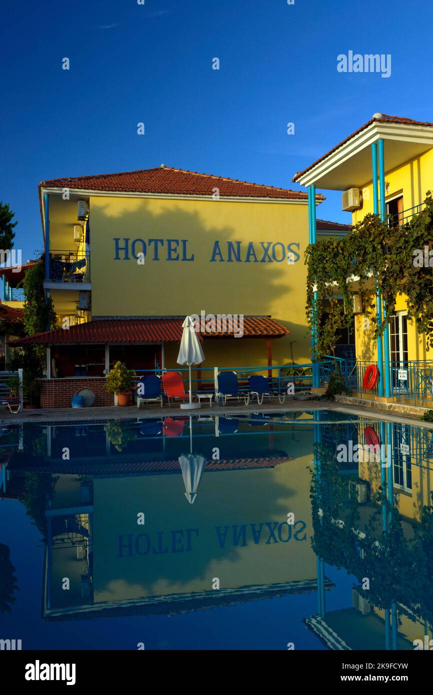 Anaxos Hotel, Anaxos, Lesbos, Iles Egéennes du Nord, Grèce. Banque D'Images